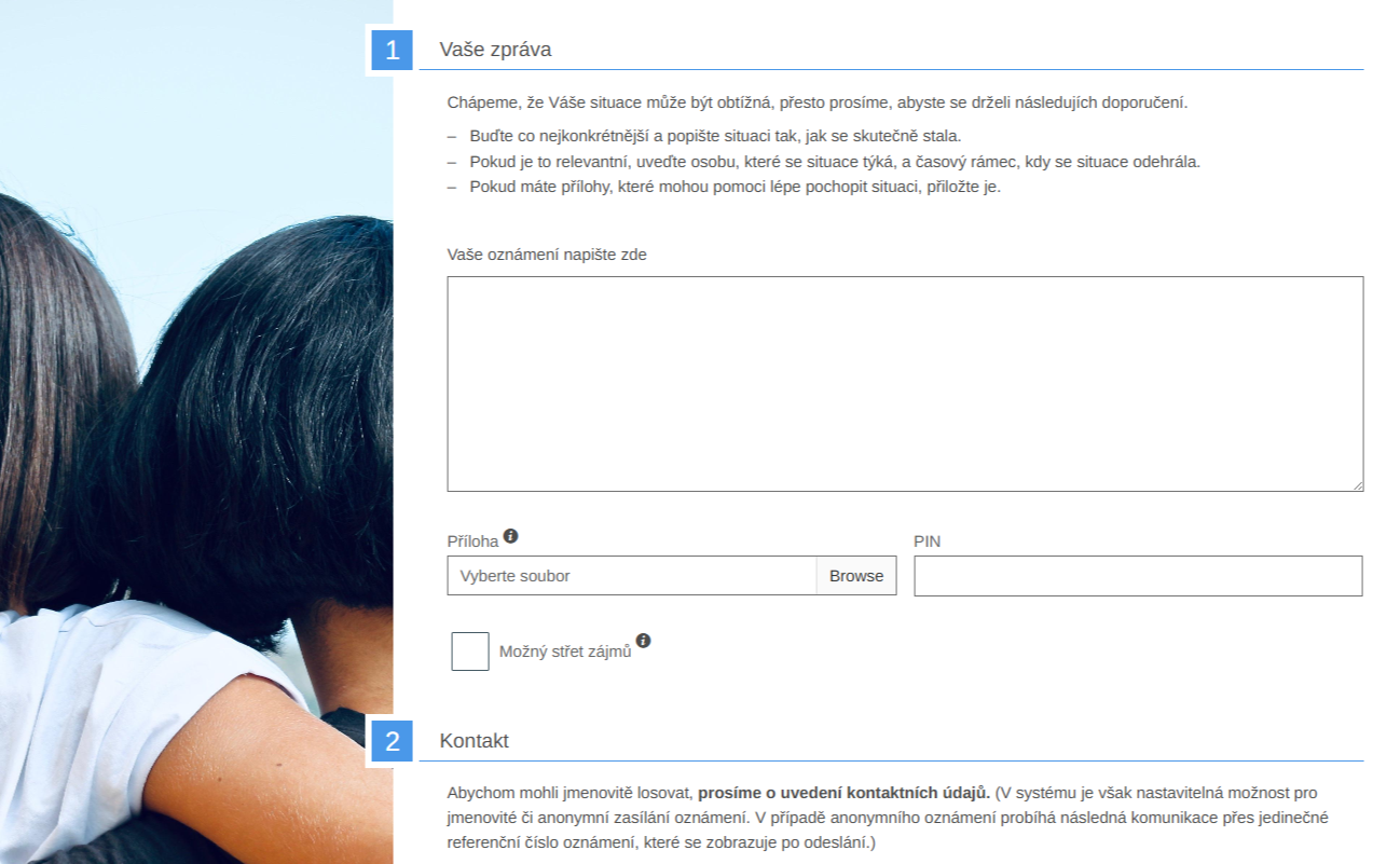Prostředí dotazníku na identifikaci problému
