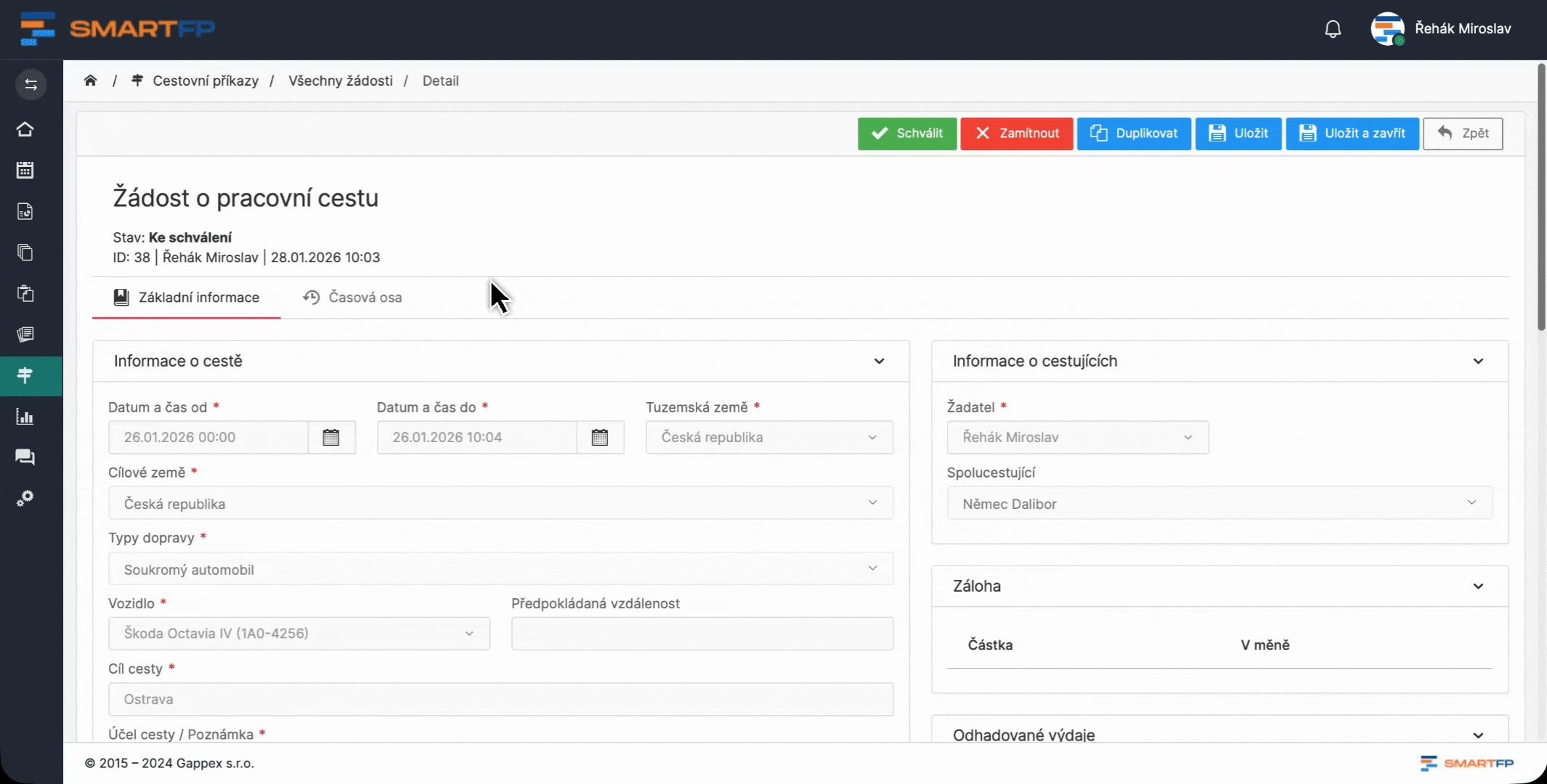 Zaúčtování cestovních příkazů