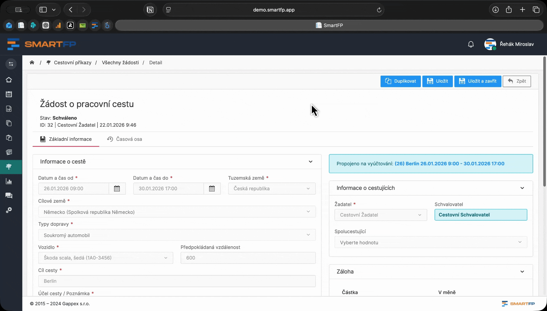 Duplikace cestovních příkazů
