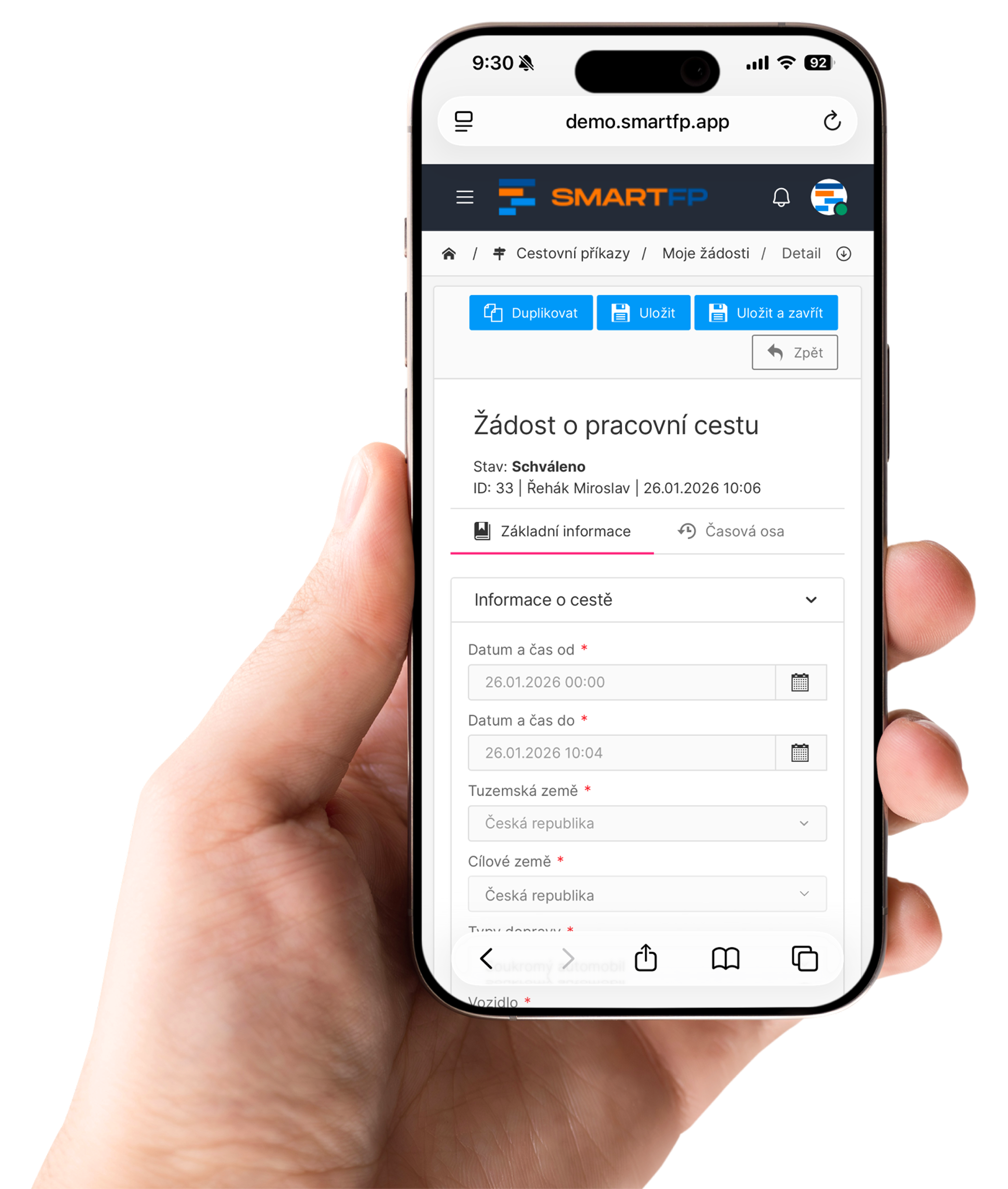 Travel orders on mobile